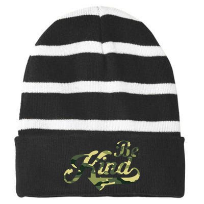 Be Kind Camouflage Anti Bullying Awareness Kindness Striped Beanie with Solid Band