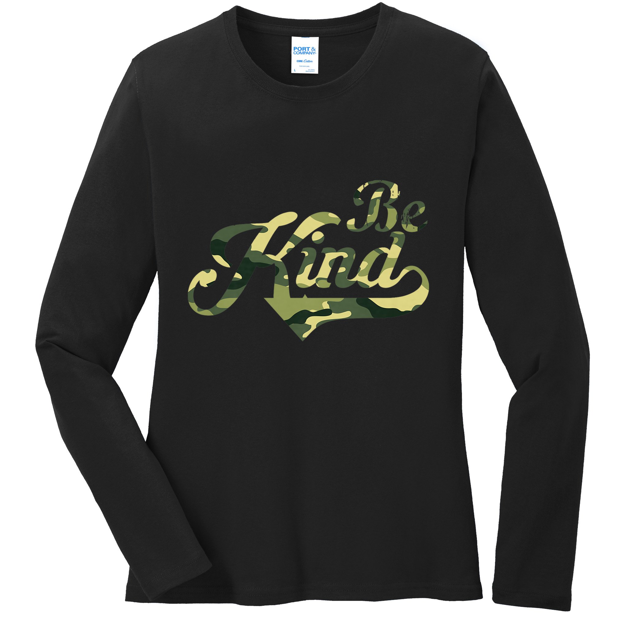 Be Kind Camouflage Anti Bullying Awareness Kindness Ladies Long Sleeve Shirt