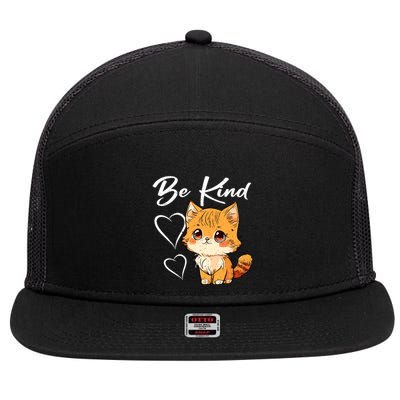 Be Kind Cat Kids Boy Girl Unity Day Orange Anti Bullying 7 Panel Mesh Trucker Snapback Hat