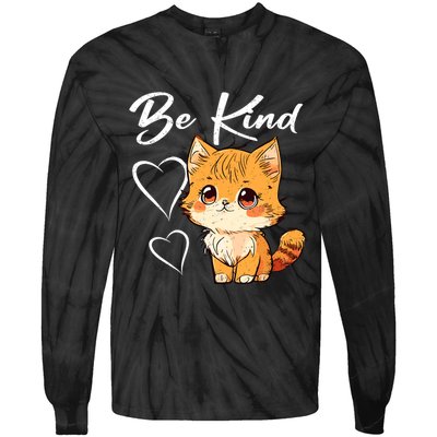 Be Kind Cat Kids Boy Girl Unity Day Orange Anti Bullying Tie-Dye Long Sleeve Shirt