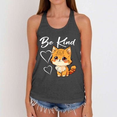 Be Kind Cat Kids Boy Girl Unity Day Orange Anti Bullying Women's Knotted Racerback Tank