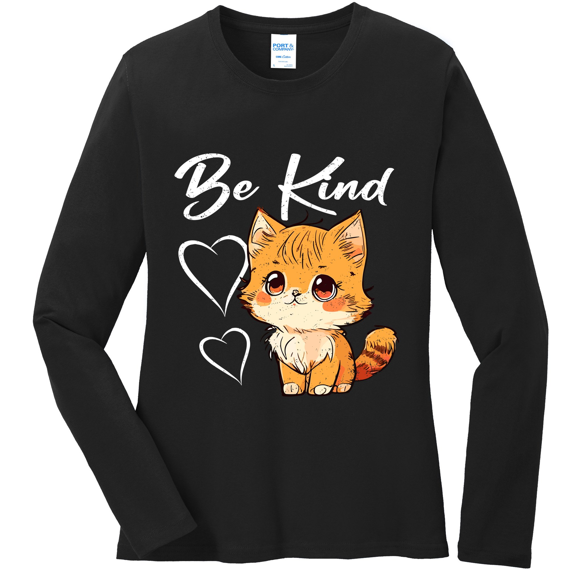 Be Kind Cat Kids Boy Girl Unity Day Orange Anti Bullying Ladies Long Sleeve Shirt
