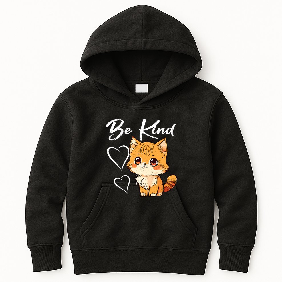Be Kind Cat Kids Boy Girl Unity Day Orange Anti Bullying Kids Hoodie
