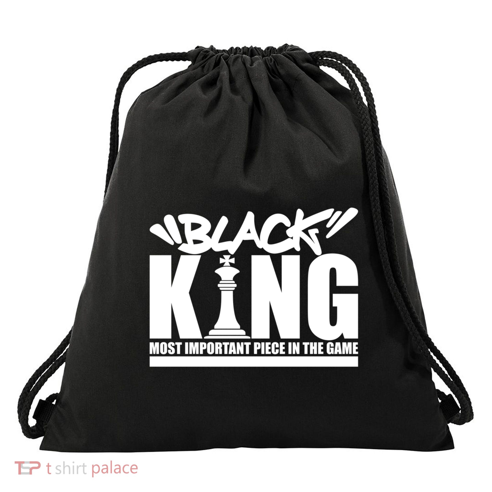 Black King Chess Piece Design Couples King Queen Proud Black Gift Drawstring Bag