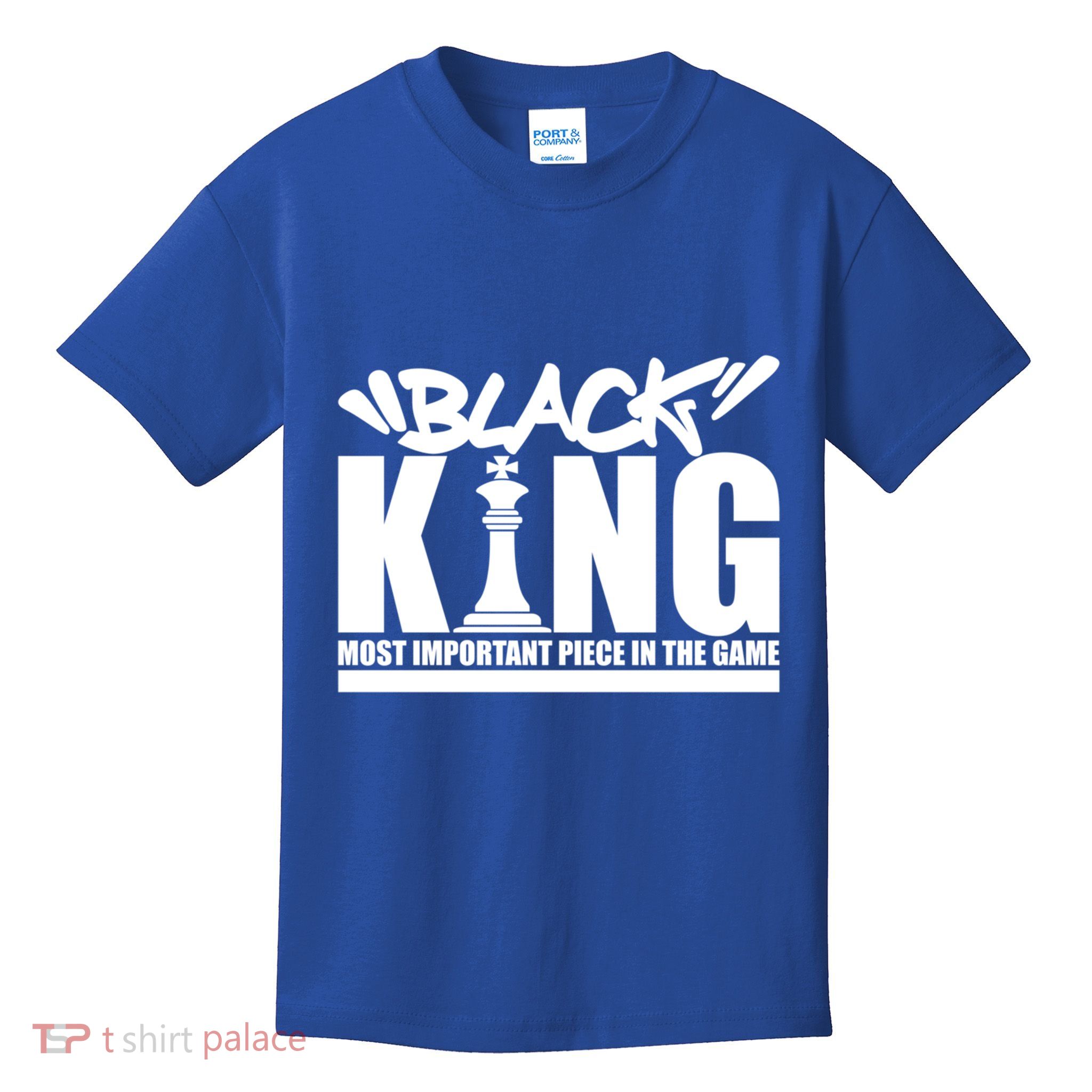Black King Chess Piece Design Couples King Queen Proud Black Gift Kids T-Shirt