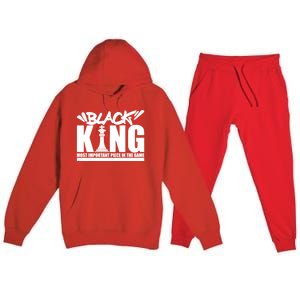 Black King Chess Piece Design Couples King Queen Proud Black Gift Premium Hooded Sweatsuit Set