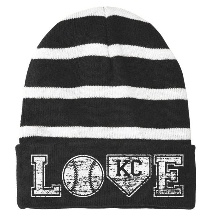 Baseball Kansas City Love Blue Color Royal National Pastime Striped Beanie with Solid Band