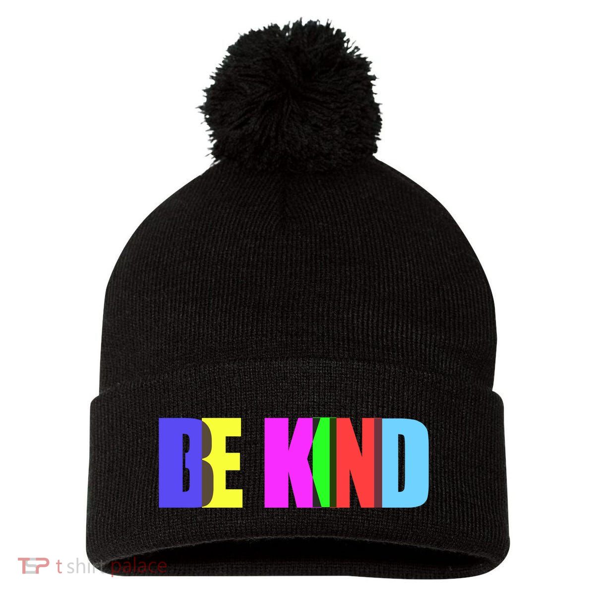 Be Kind Colorful Anti Bully Pom Pom 12in Knit Beanie