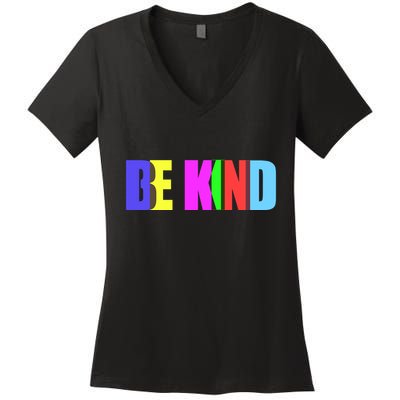 Be Kind Colorful Anti Bully Women's V-Neck T-Shirt