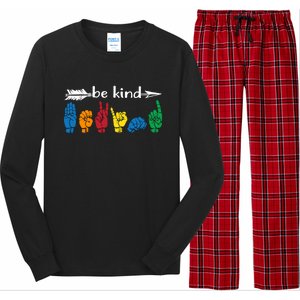 Be Kind Cute Asl American Sign Language Gift Long Sleeve Pajama Set