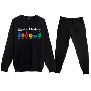 Be Kind Cute Asl American Sign Language Gift Premium Crewneck Sweatsuit Set