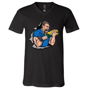 Biting Knee Caps V-Neck T-Shirt