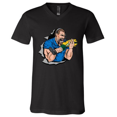 Biting Knee Caps V-Neck T-Shirt