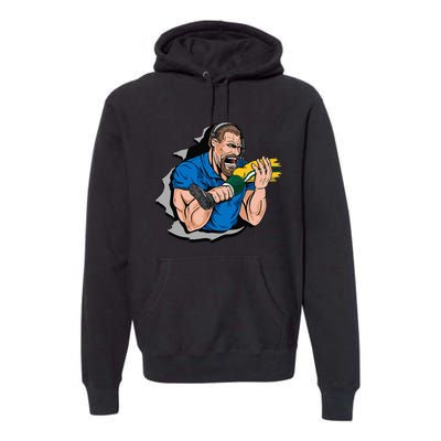 Biting Knee Caps Premium Hoodie