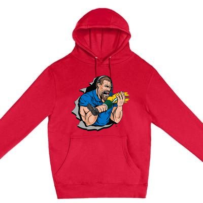 Biting Knee Caps Premium Pullover Hoodie