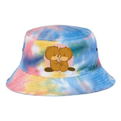 Beavers Kissing Cute Gift Tie Dye Newport Bucket Hat