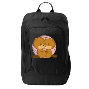 Beavers Kissing Cute Gift City Backpack