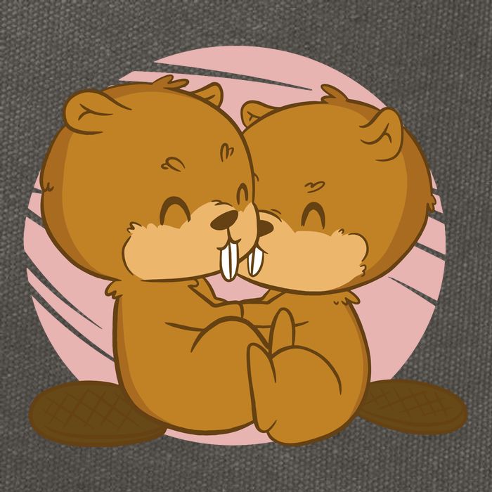 Beavers Kissing Cute Gift Cotton Canvas Backpack