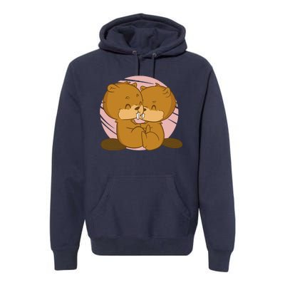 Beavers Kissing Cute Gift Premium Hoodie