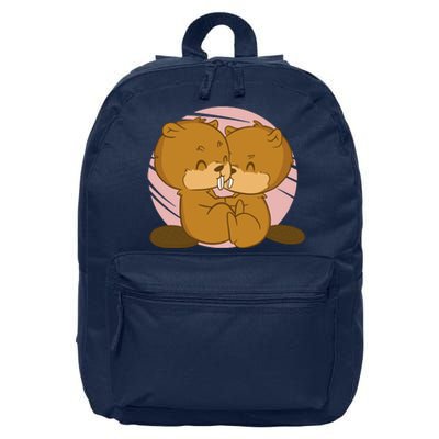 Beavers Kissing Cute Gift 16 in Basic Backpack