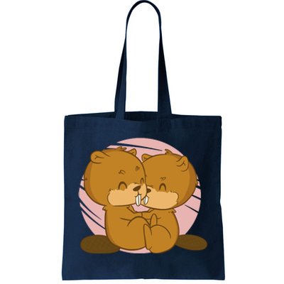 Beavers Kissing Cute Gift Tote Bag