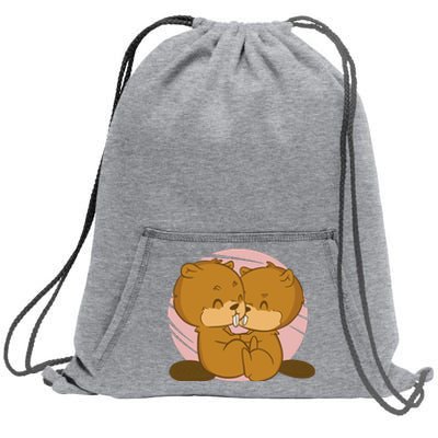 Beavers Kissing Cute Gift Sweatshirt Cinch Pack Bag