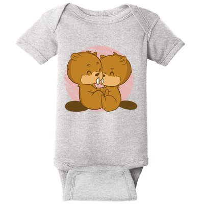 Beavers Kissing Cute Gift Baby Bodysuit