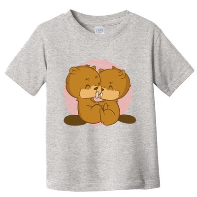 Beavers Kissing Cute Gift Toddler T-Shirt