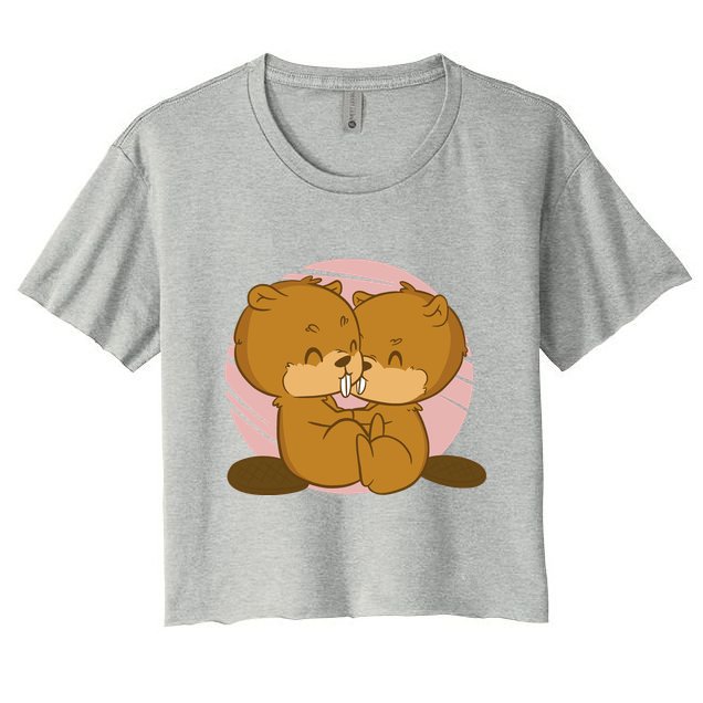Beavers Kissing Cute Gift Crop Top