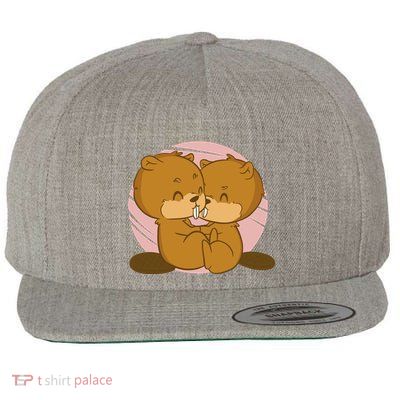 Beavers Kissing Cute Gift Wool Snapback Cap