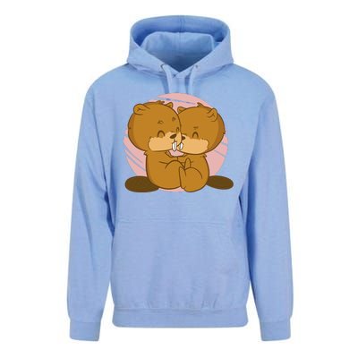 Beavers Kissing Cute Gift Unisex Surf Hoodie