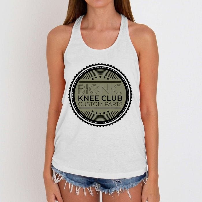 Bionic Knee Club Custom Parts Funny Knee Replacement Women's Knotted Racerback Tank