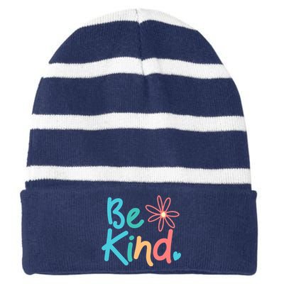 Be Kind Cute Colorful Gift Striped Beanie with Solid Band