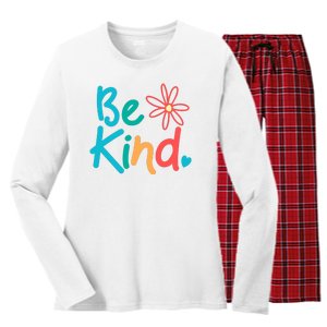 Be Kind Cute Colorful Gift Women's Long Sleeve Flannel Pajama Set 