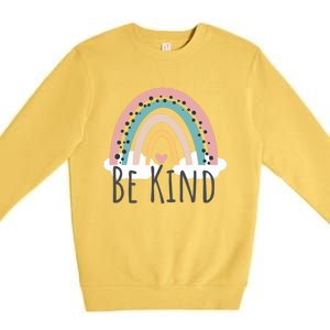 Be Kind Cute Rainbow Positive Quotes Inspirational Premium Crewneck Sweatshirt