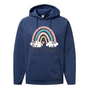 Be Kind Cute Rainbow Positive Quotes Inspirational Performance Fleece Hoodie