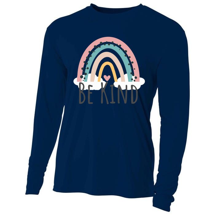 Be Kind Cute Rainbow Positive Quotes Inspirational Cooling Performance Long Sleeve Crew