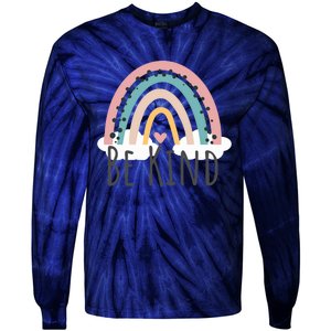 Be Kind Cute Rainbow Positive Quotes Inspirational Tie-Dye Long Sleeve Shirt