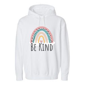 Be Kind Cute Rainbow Positive Quotes Inspirational Garment-Dyed Fleece Hoodie