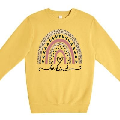 Be Kind Cute Leopard Rainbow Premium Crewneck Sweatshirt