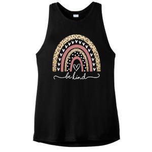 Be Kind Cute Leopard Rainbow Ladies PosiCharge Tri-Blend Wicking Tank