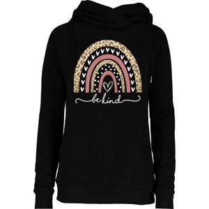 Be Kind Cute Leopard Rainbow Womens Funnel Neck Pullover Hood