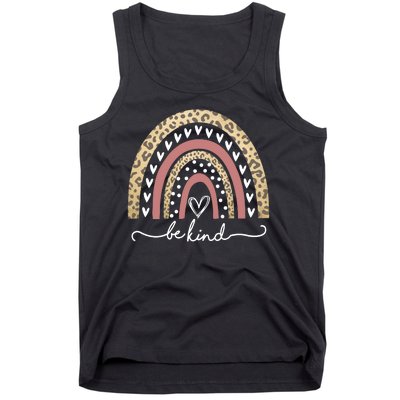 Be Kind Cute Leopard Rainbow Tank Top