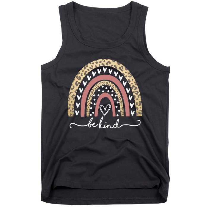 Be Kind Cute Leopard Rainbow Tank Top