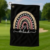 Be Kind Cute Leopard Rainbow Golf Towel
