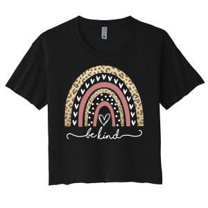 Be Kind Cute Leopard Rainbow Women's Crop Top Tee