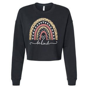 Be Kind Cute Leopard Rainbow Cropped Pullover Crew