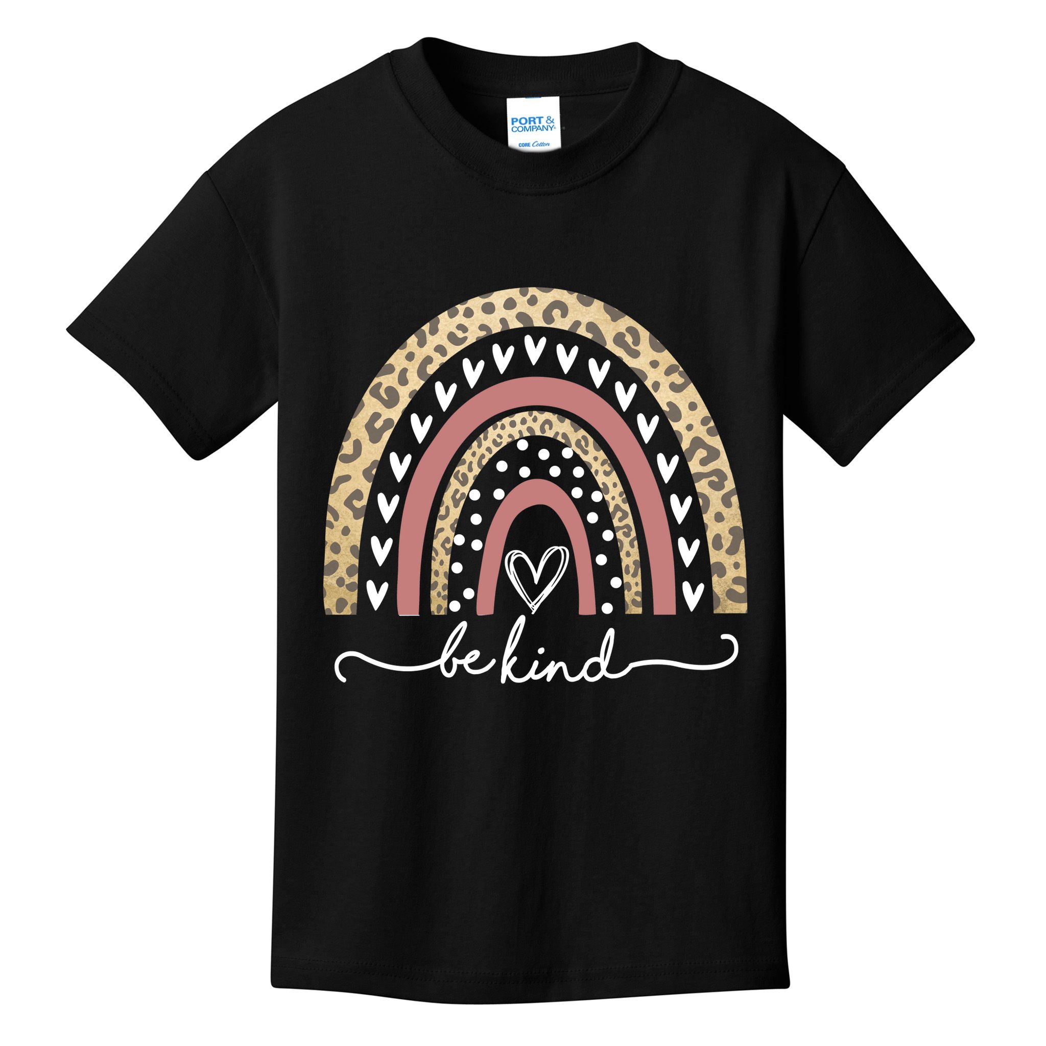 Be Kind Cute Leopard Rainbow Kids T-Shirt