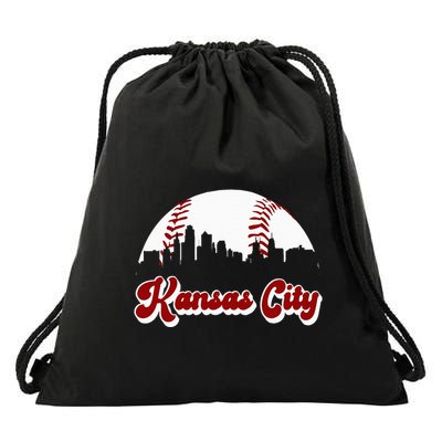 Baseball Kansas City Vintage Love Blue Color Royal Skyline Drawstring Bag