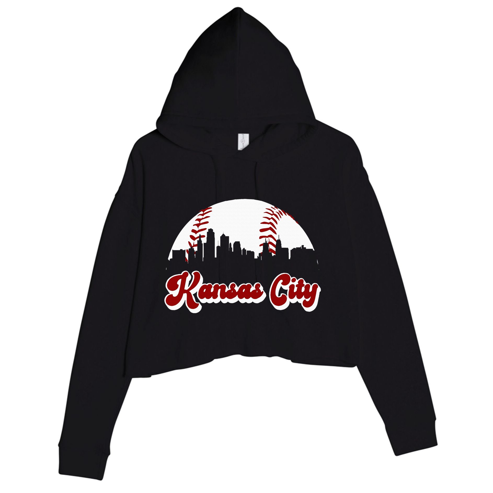 Baseball Kansas City Vintage Love Blue Color Royal Skyline Crop Fleece Hoodie